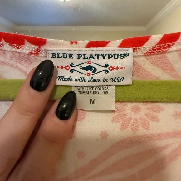 Blue Platypus Red and White Scandinavian Floral Dress- Medium - Picture 2 of 5